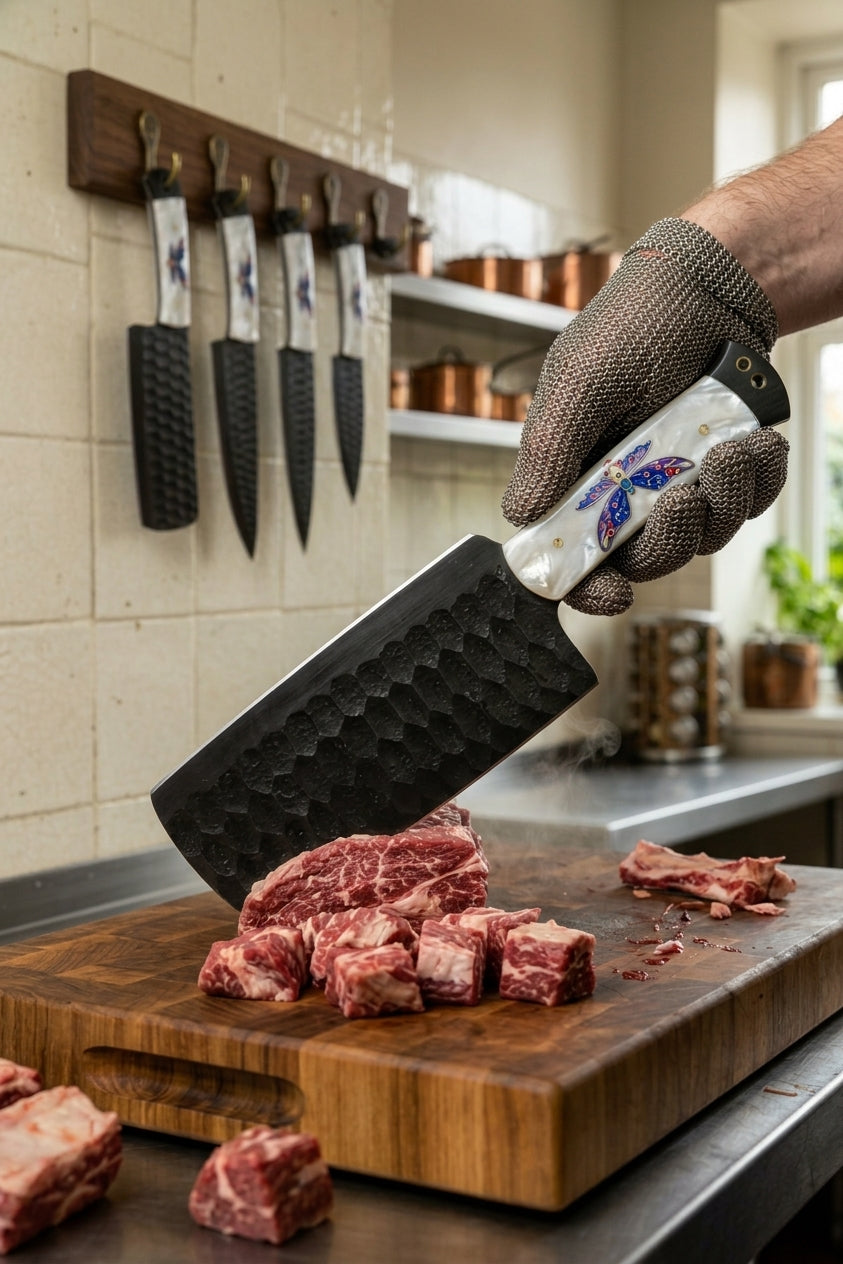 5 Piece Kitchen Knife Set with U.S. Flag Resin Handles