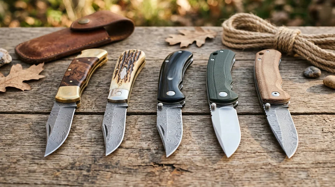 Compare folding knife handle material options like wood, bone, horn, G10, and Micarta. And explore the best handle for EDC, hunting, and outdoor use. 