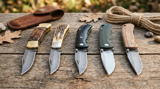 Compare folding knife handle material options like wood, bone, horn, G10, and Micarta. And explore the best handle for EDC, hunting, and outdoor use. 