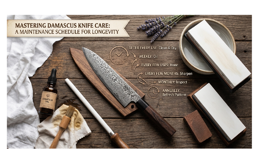 Damascus Knife Maintenance Schedule: How Often to Clean, Oil, Sharpen, and Store Your Blade