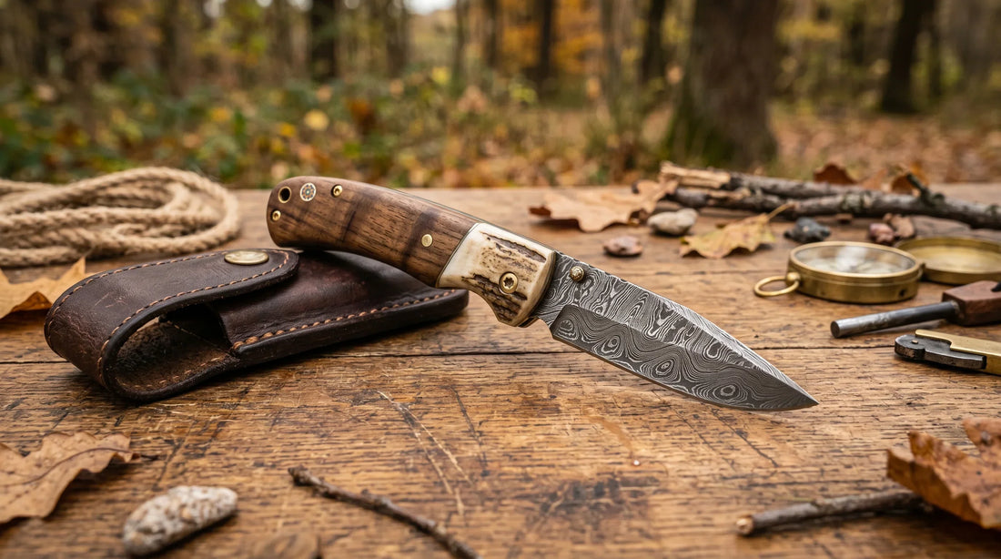 Best folding knives Damascus knife for EDC hunting and outdoor use