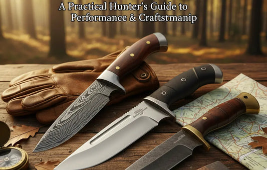 Image showing damascus steel knives and other blades for performance hunting gear
