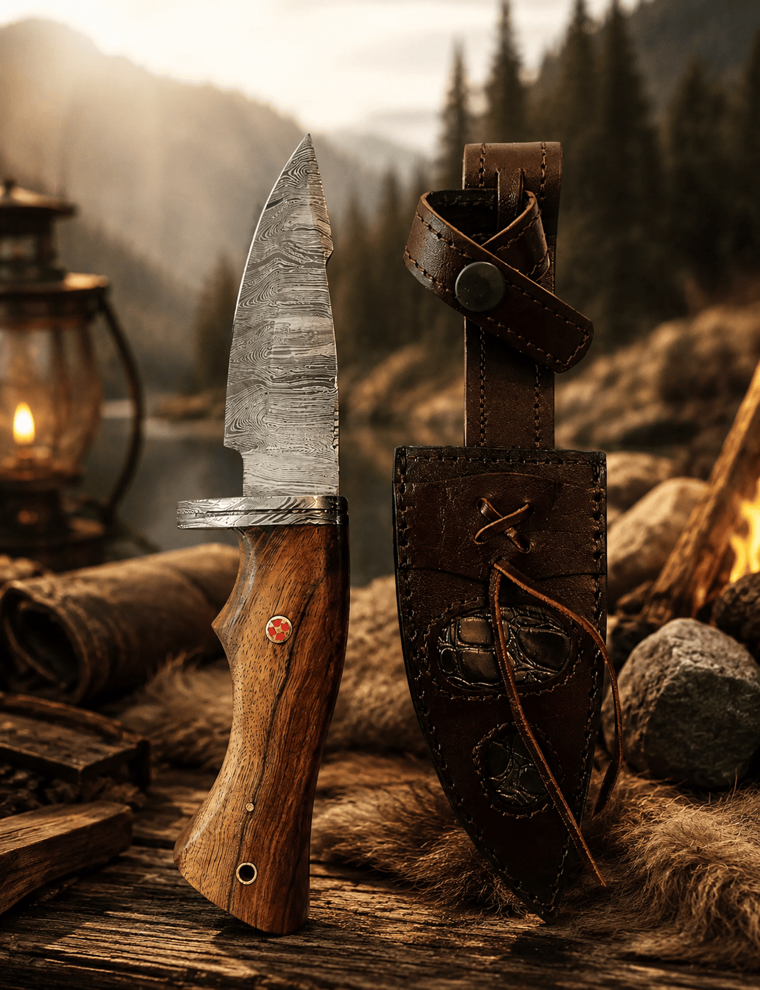 Close-up of a beautifully handcrafted Wooden Handle Knives