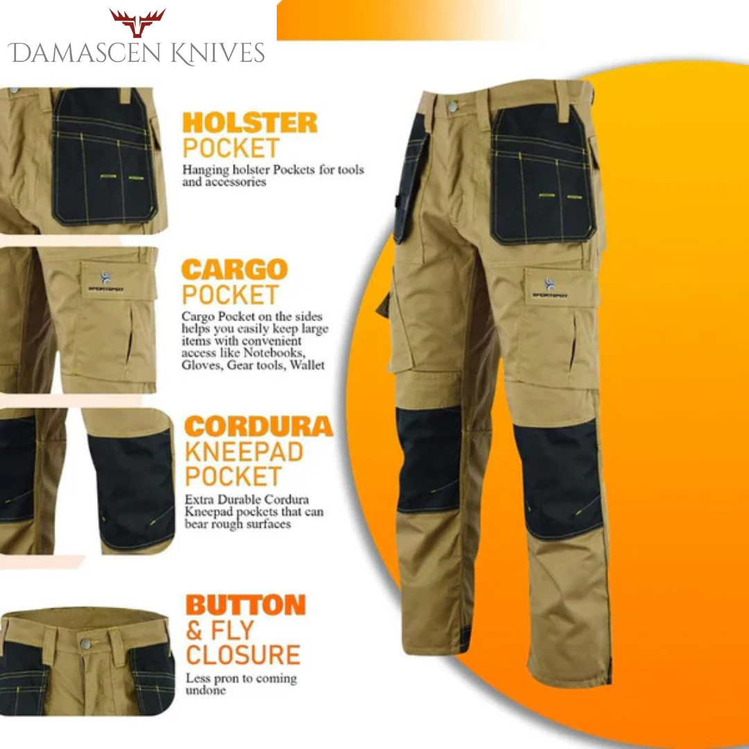 Urban Tactical Cargo Work Pants for Men - Heavy-Duty Knee Pads and Multiple Pockets