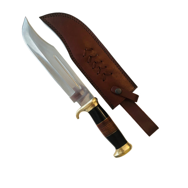 American Ranger Stainless Steel Knife – 10.5" Blade, Dark Wood Handle