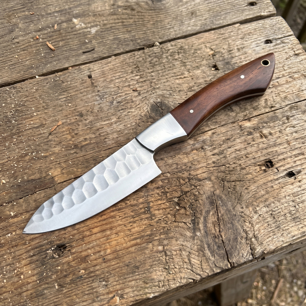 5-Piece Dark Wood Handle Chef Knife Set with Roll Case