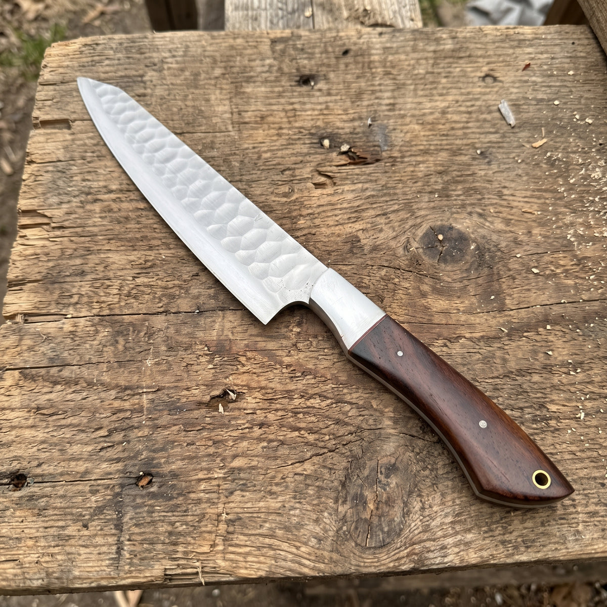 5-Piece Dark Wood Handle Chef Knife Set with Roll Case