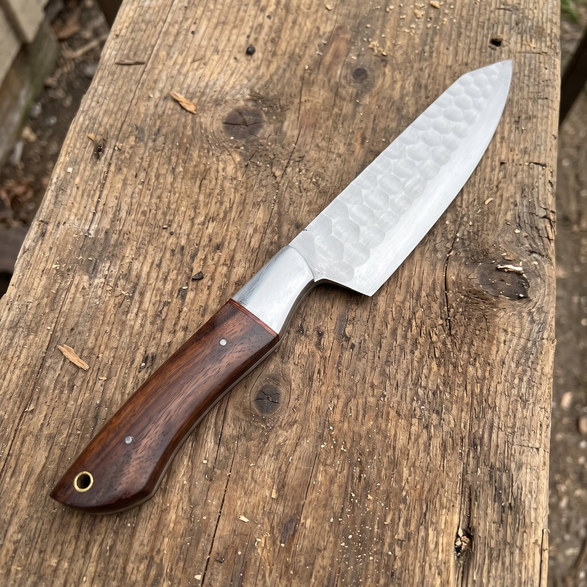 5-Piece Dark Wood Handle Chef Knife Set with Roll Case