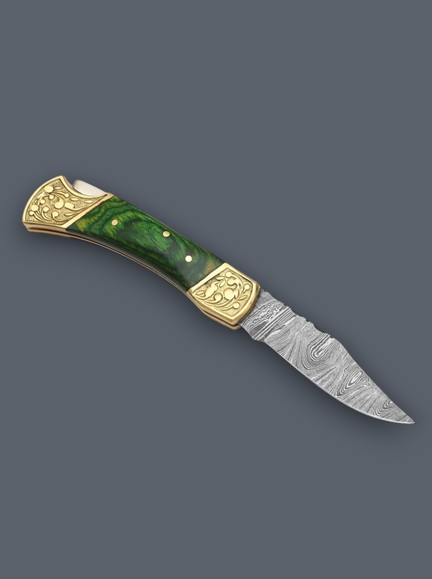 The Rambler: Lockback Folding Pocket Knife with Multicolor Wooden Handle & Leather Sheath