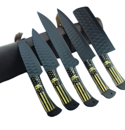 Patriotic 5-Piece Kitchen Knife Set | American Flag Print Handles | 8–13 Inch Stainless Steel Knives | Professional & Home Cooking