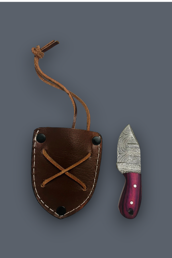 MC-100 miniature Damascen skinner knife with frost wood handle