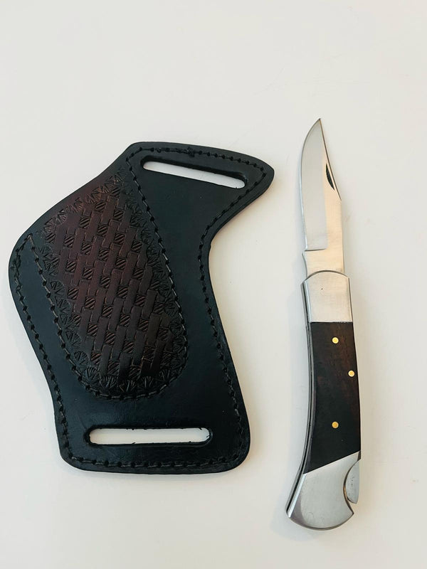 Puma Pocket Knife with Darkwood Handle & Premium Leather Sheath