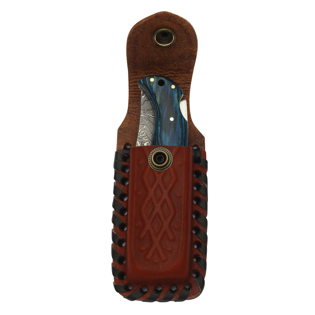 DAMASCEN KNIVES Classic Lockback Folding Knife Wood Handle