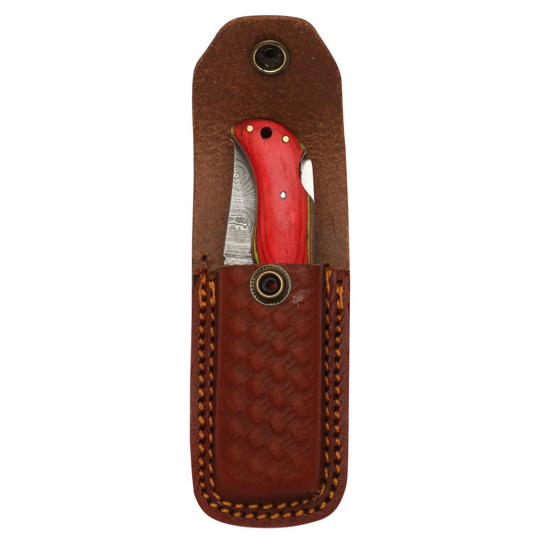 DAMASCEN KNIVES Classic Lockback Folding Knife Wood Handle