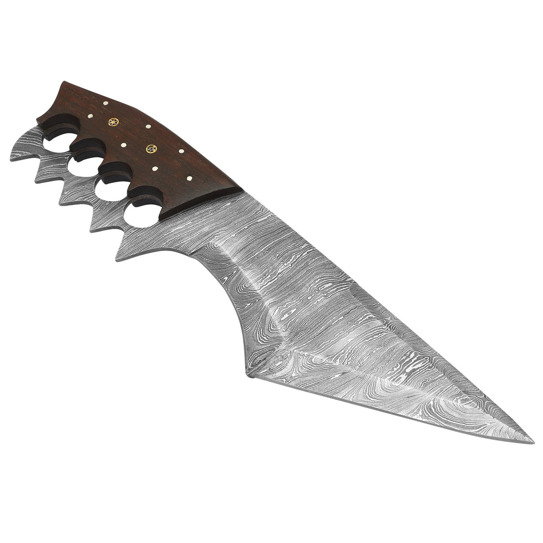 DAMASCEN KNIVES Four-fingered Mid Evil Style Wood Handle