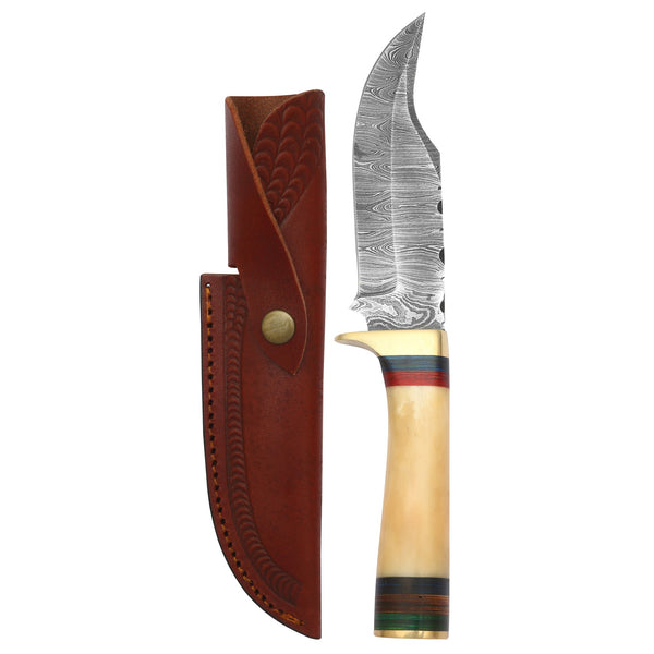 DAMASCEN KNIVES Hunting Knife Fixed Blade with Bone Handle