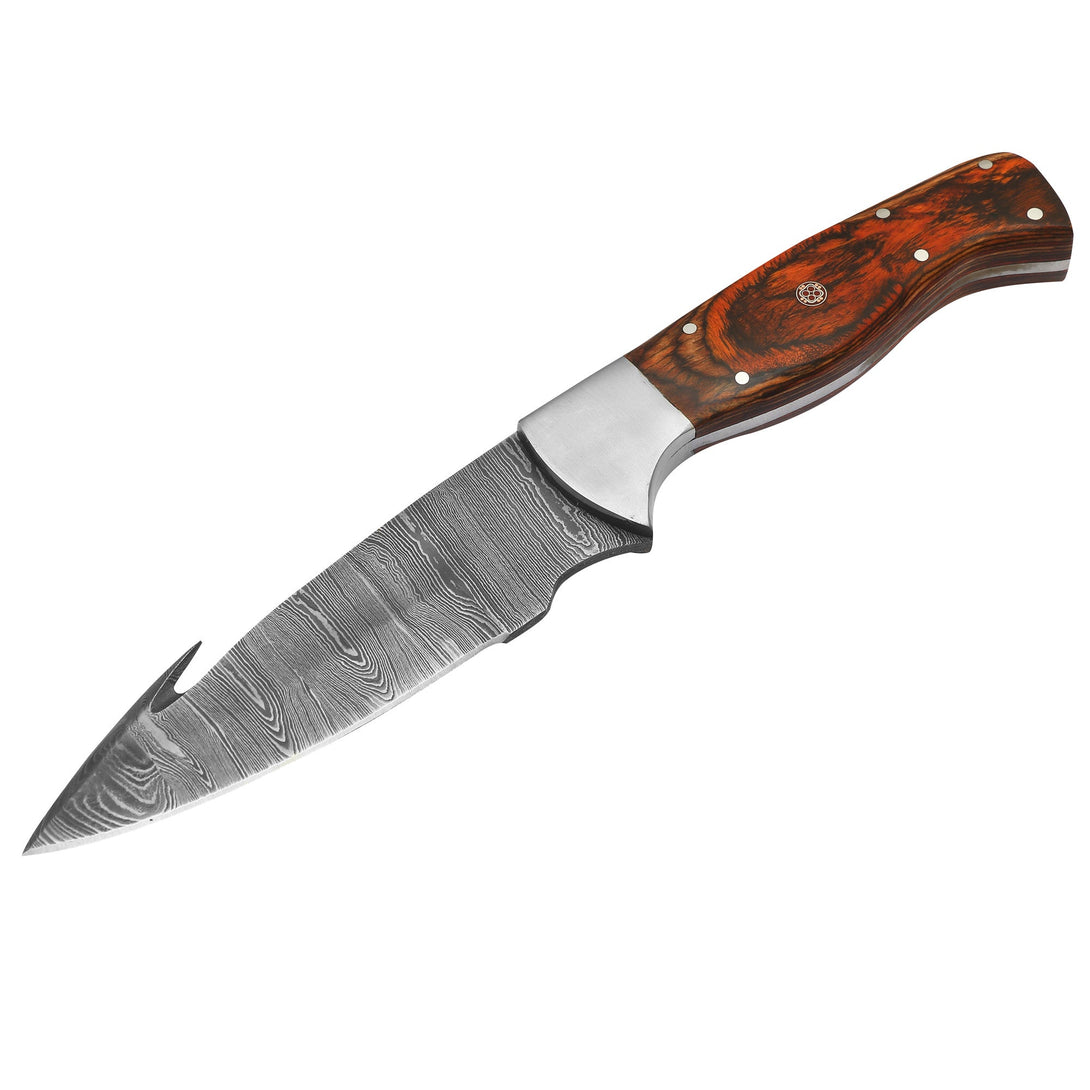 DAMASCEN KNIVES Hunting Knife Fixed Blade with Wood Handle