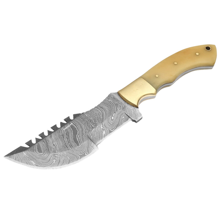 DAMASCEN KNIVES Hunting Knife Wood Handle Genuine Leather