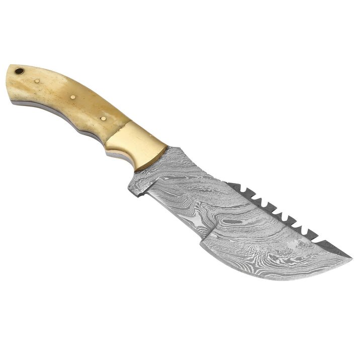 DAMASCEN KNIVES Hunting Knife Wood Handle Genuine Leather