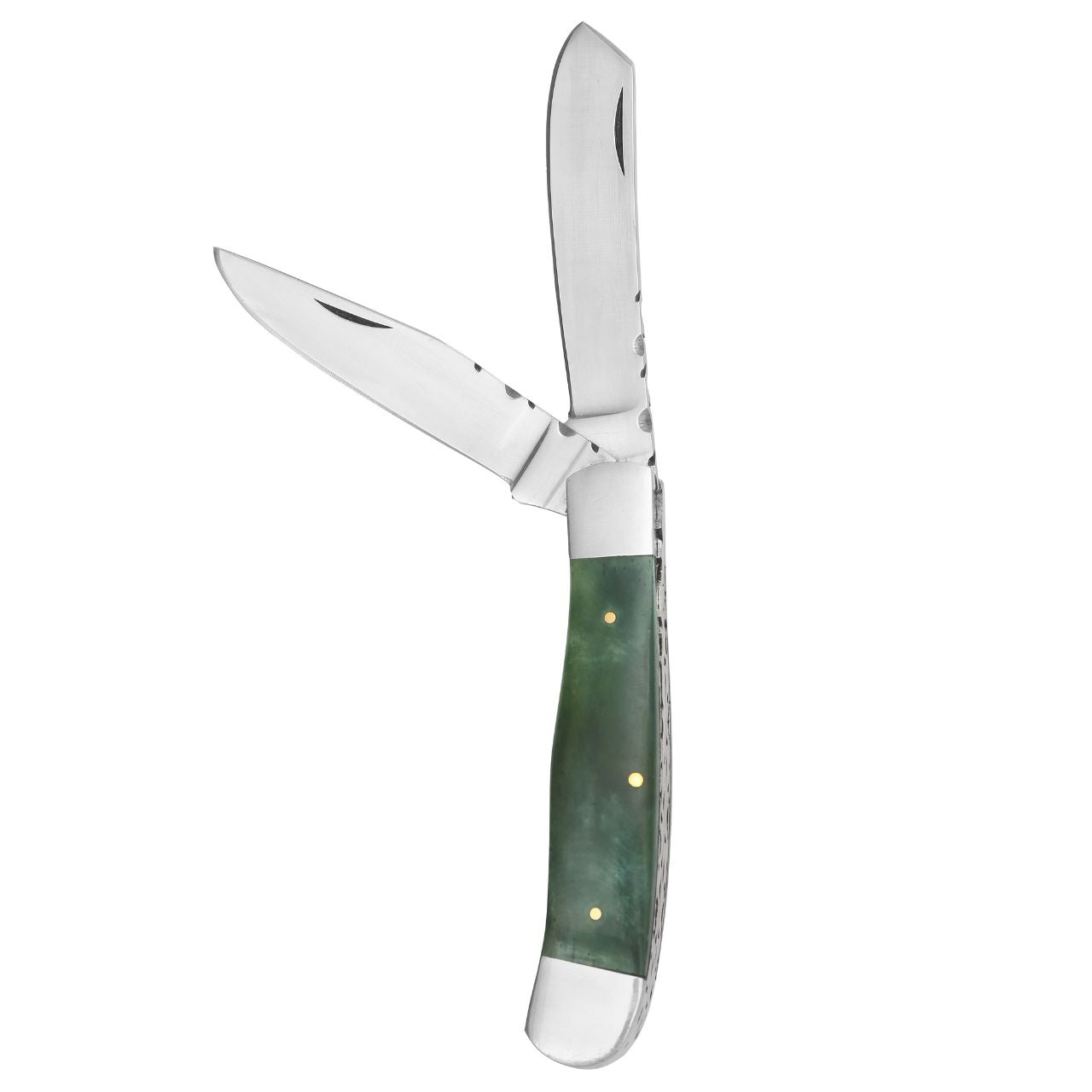 Double Blade Stainless Steel Trapper Knife with Bone Handle – Damascen ...