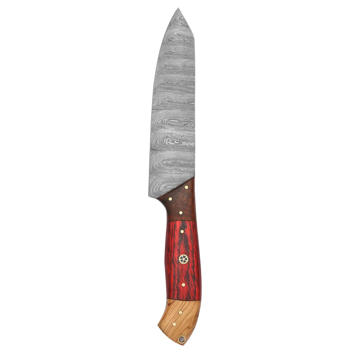 Versatile Damascus steel utility knife with a full tang wooden handle for precise cutting.