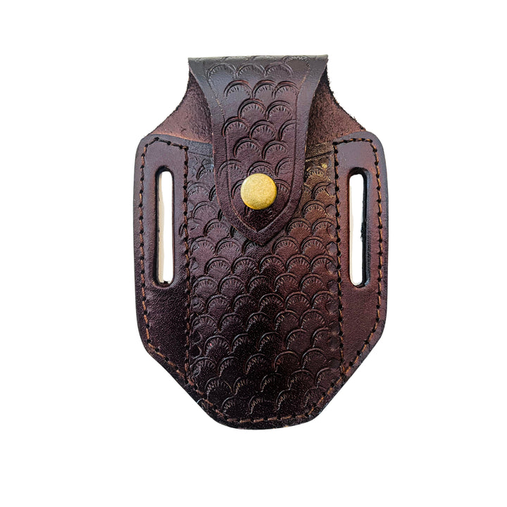 Hand-stitched leather sheath for Puma Classic Damascus folding knife